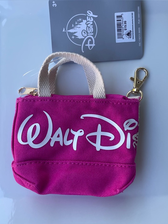 Disney Handbags - Walt Disney World Logo Mania Mini/Micro Tote Bag Charm Keychain in pink NEW